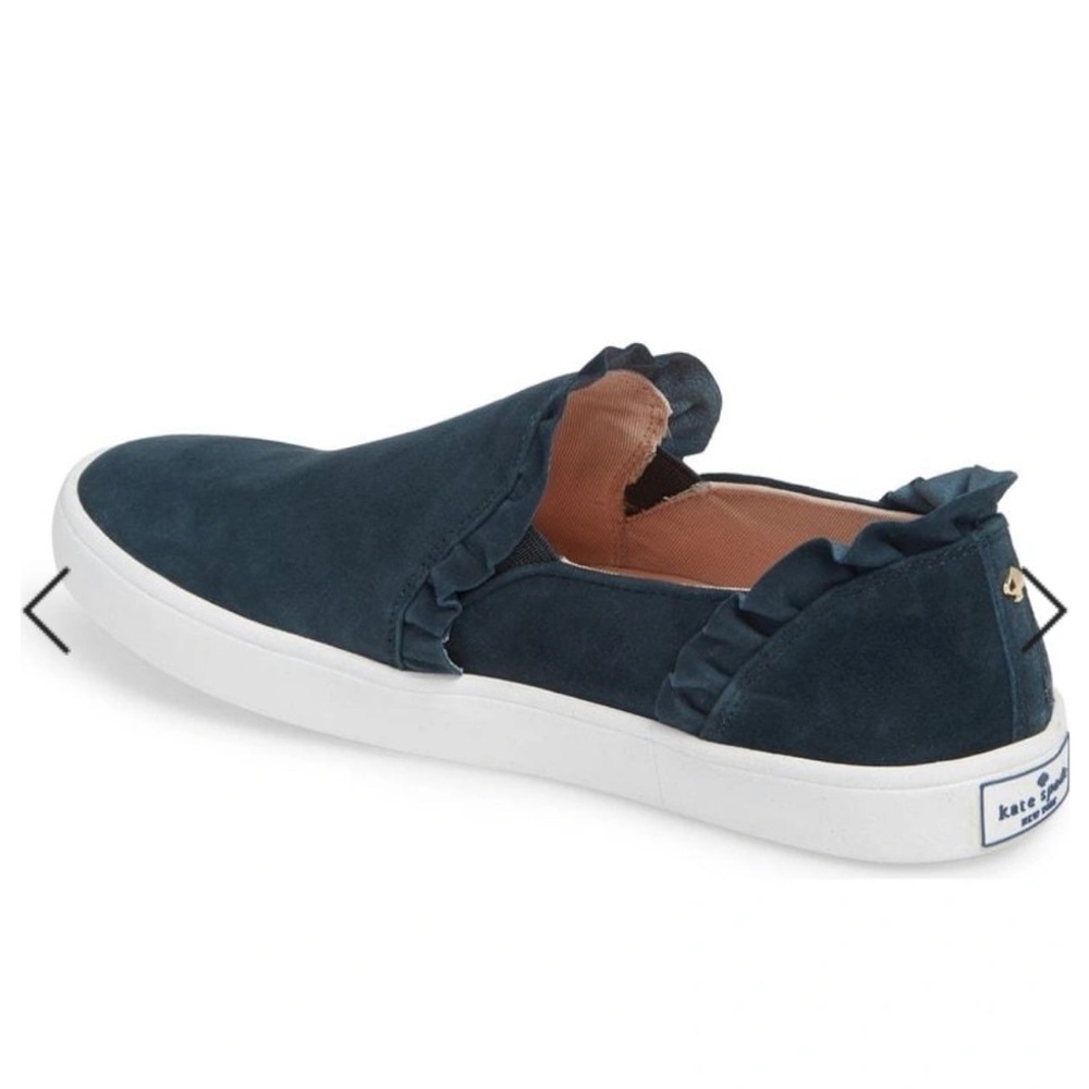 Kate Spade Size 10 Blue Suede Leather Ruffle Slip On Shoes